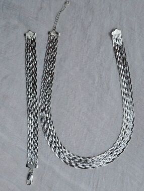 Vintage Italian KA 1772 Signed Sterling Silver Woven Braid Jewelry Set
